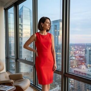 J. Crew Dress 4 NWT Red Sleeveless Lined Sheath Work Business